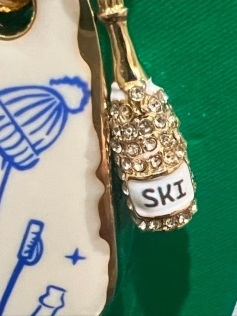 💙▪️Handmadein India ▪️ Beaded Light Blue Apres Ski Beaded Coin With Bag Charm